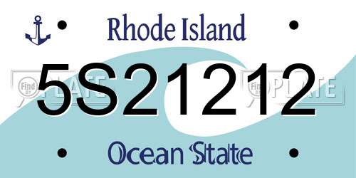 5S21212 Rhode Island License Plate