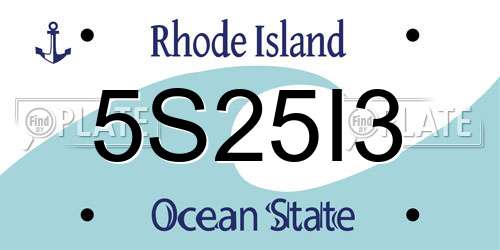 5S25I3 Rhode Island License Plate