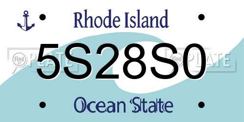 5S28S0 Rhode Island License Plate