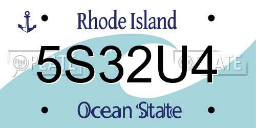 5S32U4 Rhode Island License Plate