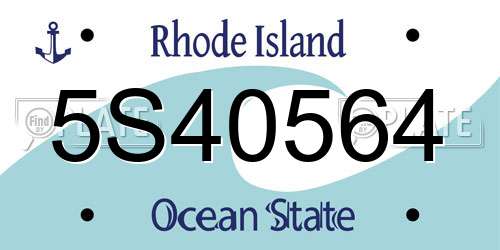 5S40564 Rhode Island License Plate