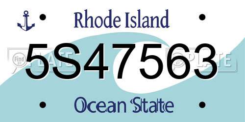 5S47563 Rhode Island License Plate