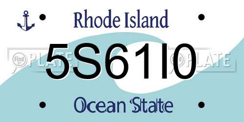 5S61I0 Rhode Island License Plate
