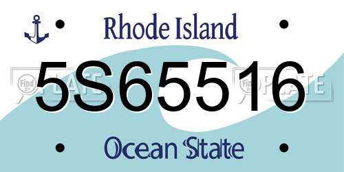 5S65516 Rhode Island License Plate
