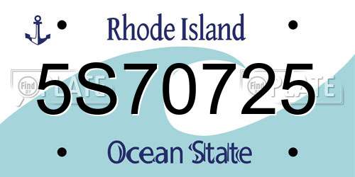 5S70725 Rhode Island License Plate