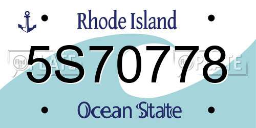 5S70778 Rhode Island License Plate