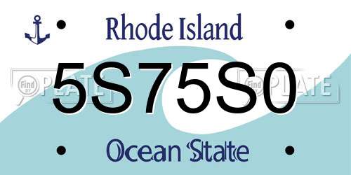5S75S0 Rhode Island License Plate