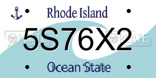 5S76X2 Rhode Island License Plate