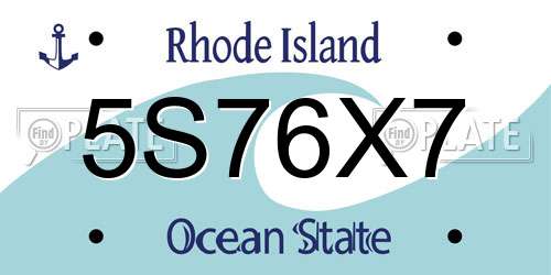 5S76X7 Rhode Island License Plate