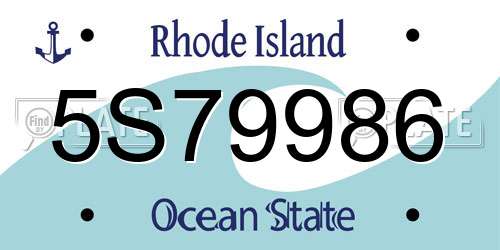 5S79986 Rhode Island License Plate