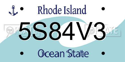 5S84V3 Rhode Island License Plate