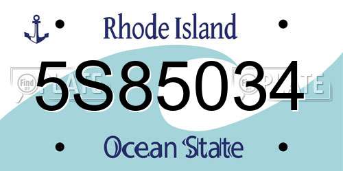 5S85034 Rhode Island License Plate