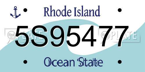 5S95477 Rhode Island License Plate