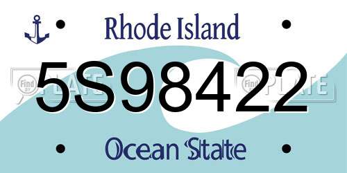 5S98422 Rhode Island License Plate