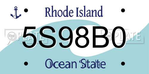 5S98B0 Rhode Island License Plate