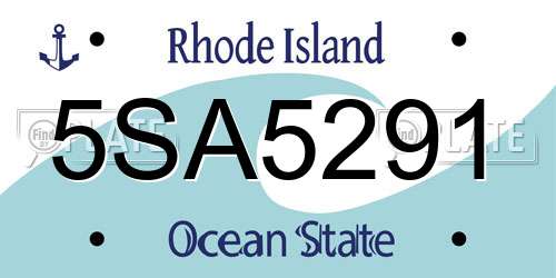 5SA5291 Rhode Island License Plate