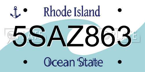 5SAZ863 Rhode Island License Plate