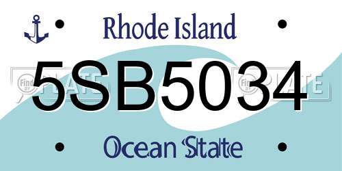 5SB5034 Rhode Island License Plate