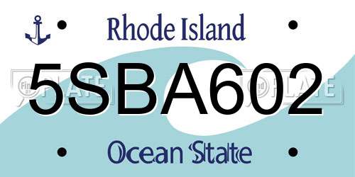 5SBA602 Rhode Island License Plate