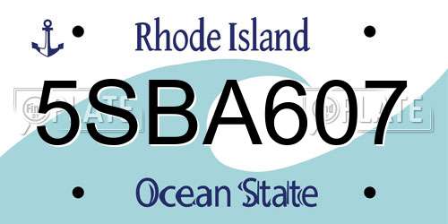 5SBA607 Rhode Island License Plate