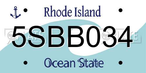 5SBB034 Rhode Island License Plate
