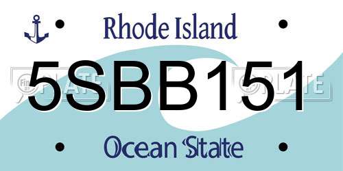5SBB151 Rhode Island License Plate