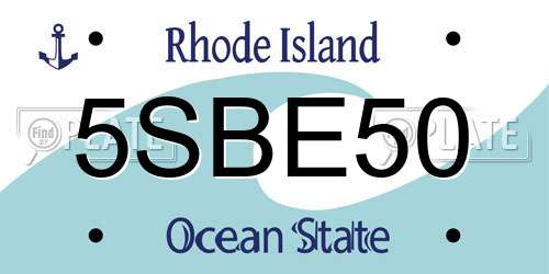 5SBE50 Rhode Island License Plate