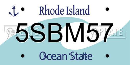 5SBM57 Rhode Island License Plate