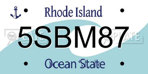 5SBM87 Rhode Island License Plate