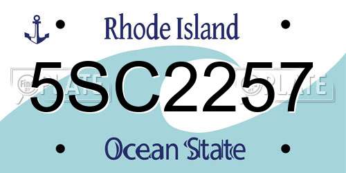 5SC2257 Rhode Island License Plate