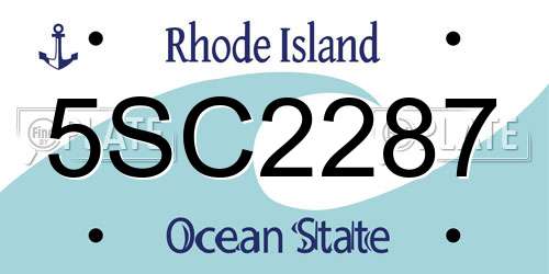 5SC2287 Rhode Island License Plate