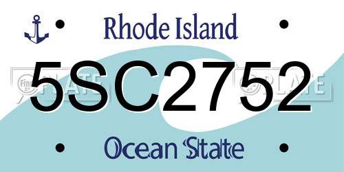 5SC2752 Rhode Island License Plate