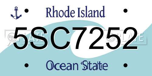 5SC7252 Rhode Island License Plate