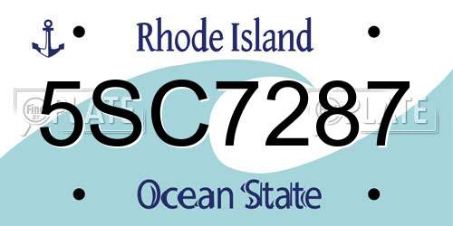 5SC7287 Rhode Island License Plate