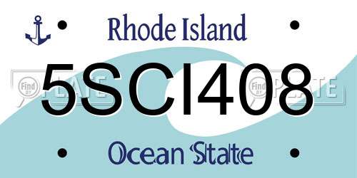 5SCI408 Rhode Island License Plate