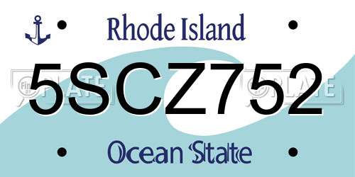 5SCZ752 Rhode Island License Plate