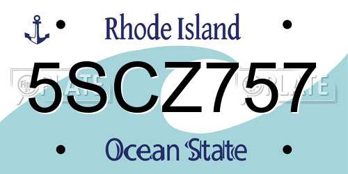 5SCZ757 Rhode Island License Plate