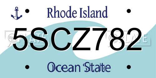 5SCZ782 Rhode Island License Plate