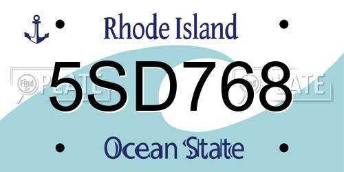 5SD768 Rhode Island License Plate