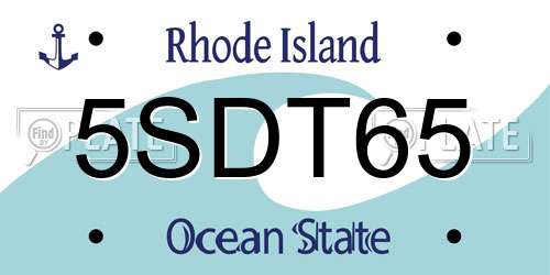 5SDT65 Rhode Island License Plate