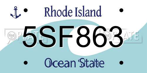 5SF863 Rhode Island License Plate