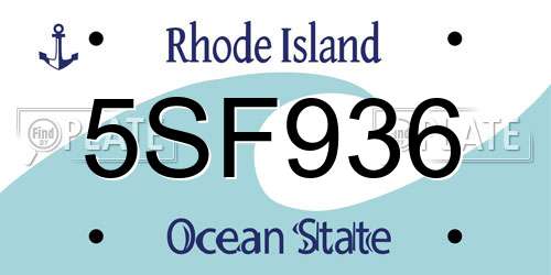 5SF936 Rhode Island License Plate