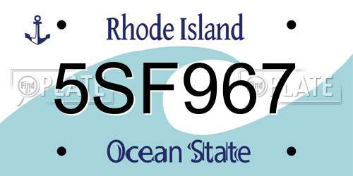 5SF967 Rhode Island License Plate