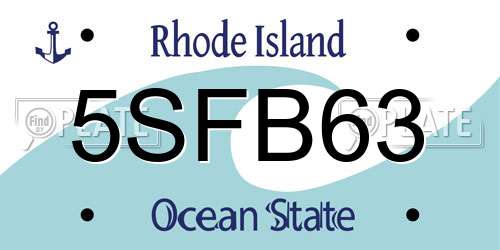5SFB63 Rhode Island License Plate