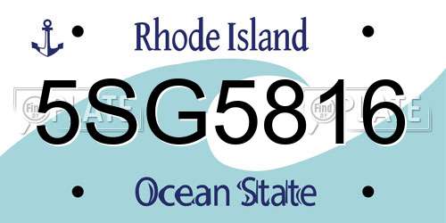 5SG5816 Rhode Island License Plate