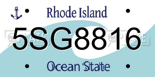 5SG8816 Rhode Island License Plate