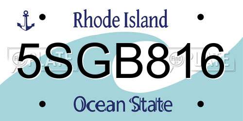 5SGB816 Rhode Island License Plate