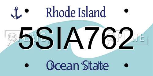 5SIA762 Rhode Island License Plate