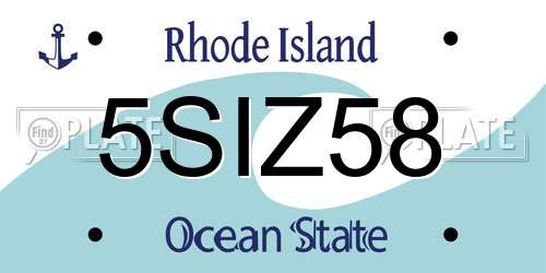5SIZ58 Rhode Island License Plate