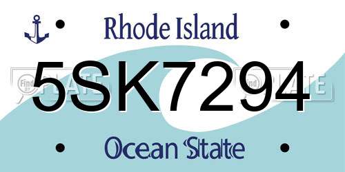 5SK7294 Rhode Island License Plate